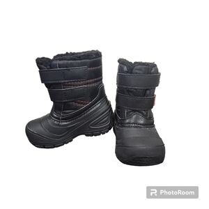 Boy's Toddler Winter Snow Boots Faux Fur Lined Wonder Nation Black and Red Sz 6